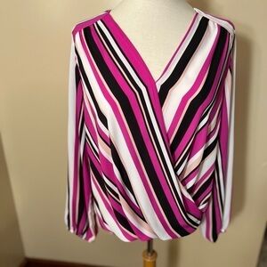 INC Magenta Striped Blouse Sz S NWOT